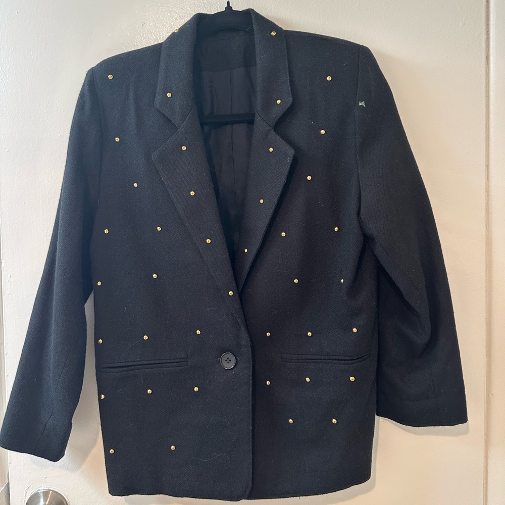 Elegant Black Studded Women's Blazer